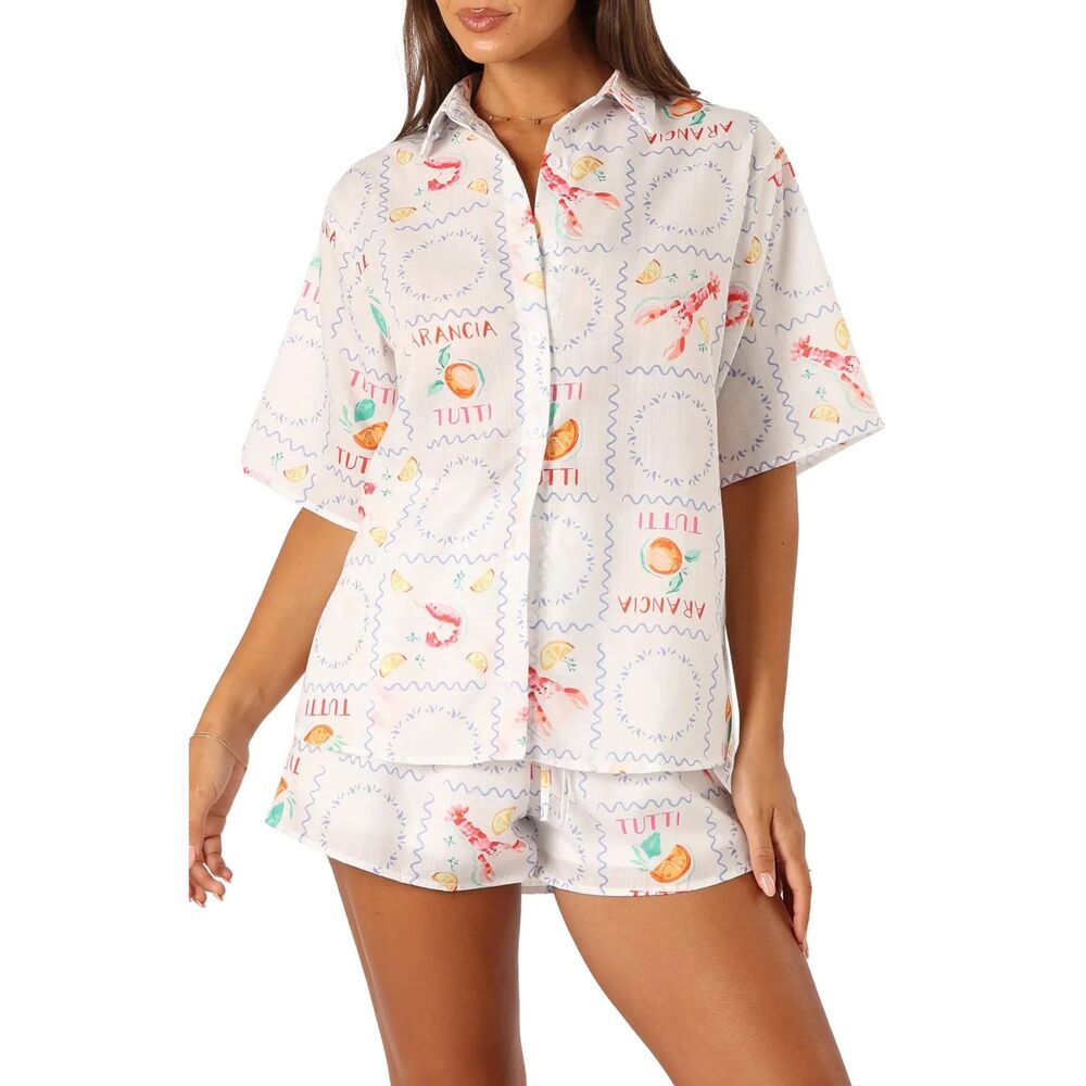 Petal & Pup Portofino Tutti Print Camp Shirt Large Resortwear Euro Summer